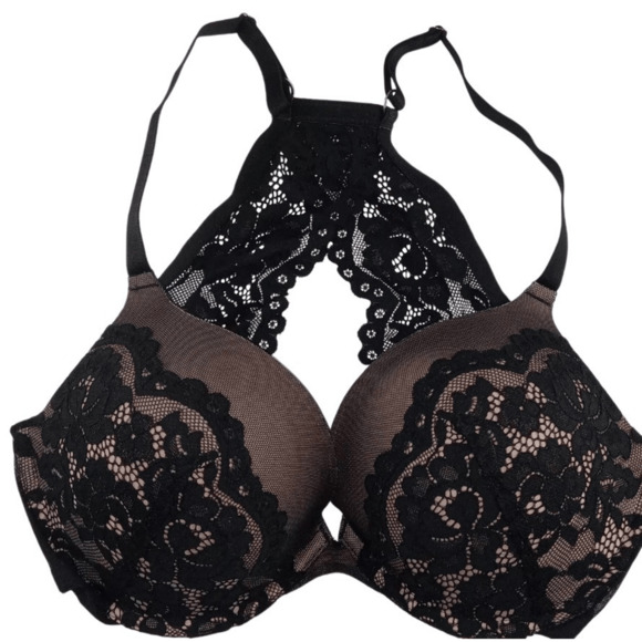 Frederick's Of Hollywood Women's Heartthrob Push Up Bra Size 34D Black Lace - Picture 1 of 5